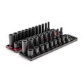 Product Image of 3/8" Drive 6-Point Impact Socket Set with Rails, 42-Piece (5/16-3/4", 8-19mm)