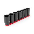 Product Image of 1/2" Drive Deep 6-Point Axle Nut Impact Socket Set with Rail, 7-Piece (29-38mm)