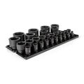 Product Image of 1/2" Drive 6-Point Impact Socket Set with Rails and Tray, 29 Pieces (5/16" - 2")