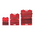 Product Image of 1/4, 3/8, 1/2" Drive 6-Point Impact Socket Set with Cases, 220-Piece (5/32 - 1-1/4", 4 - 32 mm)