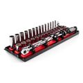 Product Image of 1/4" Drive 12-Point Socket and Ratchet Set with Rails, 35-Piece (4-15mm)