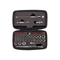 Product Image of 1/4" Drive 6-Point Small Engine Shallow Socket, Bit, and Quick-Release Ratchet Set w/ Case (50-Piece)