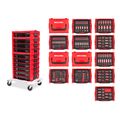 Product Image of 1/4", 3/8", 1/2" Drive Shallow and Deep 6-Point Socket and Ratchet Set in Modular Stacking Tool Cart, 250-Piece (5/32"- 1-1-/2", 4 - 38mm)