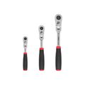 Product Image of 1/4, 3/8, 1/2" Drive Flex Head Quick-Release Comfort Grip Ratchet Set, 3-Piece (6, 8, 10-1/2")