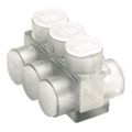 Product Image of Unitap Insulated 8-Port Multi-Tap Connector, Double-Sided Cable Entry, Al/Cu Rated, 4 AWG, Clear Plastisol Insulation, 3/8" Hex, BIBD600-8