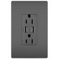 Product Image of 3.1A USB Chargers w/ Tamper-Resistant Duplex 15A Receptacles - Black (15A, 125V)