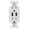Product Image of 3.1A USB Chargers w/ Tamper-Resistant Duplex 15A Receptacles - White (15A, 125V)