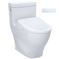 Product Image of WASHLET+ Aimes One-Piece Elongated 1.28 GPF Toilet with Auto Flush S7 Contemporary Bidet Seat, Cotton White - MW6264726CEFGA#01