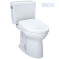 Product Image of Drake WASHLET+ Two-Piece Elongated 1.28 GPF Universal Height TORNADO FLUSH Toilet with S7 Contemporary Bidet Seat, Cotton White - MW7764726CEFG#01