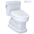 Product Image of WASHLET+ Eco Guinevere Elongated 1.28 GPF Universal Height Toilet and S7 Classic Bidet Seat with Auto Flush, Cotton White - MW9744724CEFGA#01