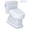 Product Image of WASHLET+ Eco Guinevere Elongated 1.28 GPF Universal Height Toilet and S7A Classic Bidet Seat with Auto Open/Close, Cotton White - MW9744734CEFG#01