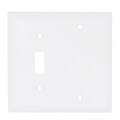 Product Image of 2-Gang Combination Wall Plate, 1 Toggle & 1 Blank - White