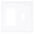 Product Image of 2-Gang Combination Wall Plate, 1 Toggle & 1 Decorator - White