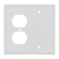 Product Image of 2-Gang Combination Wall Plate, 1 Duplex Receptacle & 1 Blank - White