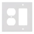 Product Image of 2-Gang Combination Wall Plate, 1 Duplex Receptacle & 1 Decorator - White