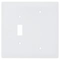 Product Image of 2-Gang Combination Wall Plate, 1 Toggle Switch & 1 Blank - White