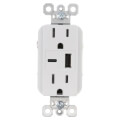 Product Image of Tamper Resistant Duplex Receptacle Outlet w/ 6A USB Type AC Charger - White (15A, 125V)