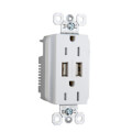 Product Image of Fed Spec Grade USB Charger w/ Tamper-Resistant 15A Duplex Receptacle - White