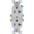 Product Image of Commercial Grade Tamper-Resistant Flush Duplex Receptacle, 20A, 2P, 3W, NEMA  5-20R, Side Wire - White (125V)