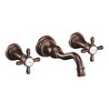 Product Image of Weymouth Oil Rubbed Bronze 2 Handle High Arc Wall Mount Bathroom Faucet w/ M-pact Wall Mount Valve And Drain, TS42112ORB-9700-L