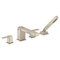Product Image of 90 Degree 2 Handle Roman Tub Faucet Includes Hand Shower (Brushed Nickel), TS914BN