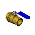Product Image of Ball Valve, 3/4" FNPT, Brass, Zinc Plated, Coated Lever Handle (Blue), 017487-45B