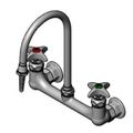 Product Image of Lab Mixing Faucet, Wall Mounted, Swivel Gooseneck, Serrated Tip, 4-Arm Handles (Chrome), BL-5725-02