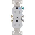 Product Image of Residential Grade Tamper & Weather-Resistant Duplex Receptacle, 15A, 2P, 3W, NEMA  5-15R, Side & Push Wire - White (125V)