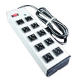 Product Image of 10 Outlet Grey Power Strip, Lighted Switch, Snap-On Mount, 13" Length (15 ft. Cord)