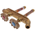 Product Image of Model V22 4", 1/2" FPT x 3/4" MPT Inlet Vertical Hot & Cold Anti-Siphon Wall Faucet w/ Metal Handle