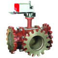 Product Image of 4" 3-Way Flange Actuated Control Ball Valve, Spring Return Two Position (327 Cv)