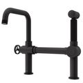 Product Image of Cass Single Handle Bridge Kitchen Faucet w/ Side Sprayer (Matte Black)