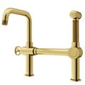 Product Image of Cass Single Handle Bridge Kitchen Faucet with Side Sprayer (Matte Brushed Gold)