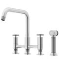 Product Image of Cass Two-Handle Widespread Bridge Kitchen Faucet w/ Side Sprayer (Chrome)