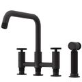 Product Image of Cass Two-Handle Widespread Bridge Kitchen Faucet w/ Side Sprayer (Matte Black)