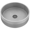 Product Image of Cypress Concreto Stone 16" x 16" x 5" Round Fluted Bathroom Vessel Sink (Ash-Gray)