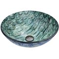 Product Image of Giovanni Glass 17" x 17" x 6" Round Vessel Bathroom Sink (Oceania Blue)