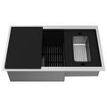 Product Image of Hampton SS 32" x 17" x 10" Single Bowl Undermount Workstation Sink, Utility Ledge & Accessories