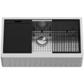Product Image of Handmade Stainless Steel 36" x 21" x 10" Single Bowl Farmhouse Sink Workstation w/ Accessories