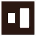 Product Image of Architectural 2 Gang Wall Plate for 1 Nova T Dimmer (Left), 1 Accessory (Right), Matte Finish, Brown,