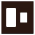 Product Image of Architectural 2 Gang Wall Plate for 1 Accessory (Left), 1 Nova T Dimmer (Right), Matte Finish, Brown,