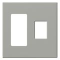Product Image of Architectural 2 Gang Wall Plate for 1 Accessory (Left), 1 Nova T Dimmer (Right), Matte Finish, Gray,