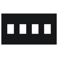 Product Image of Architectural 4 Gang Wall Plate for Nova T Dimmers and Switches, Matte Finish, VWP-4-BL, Black