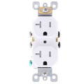 Product Image of 2 Pole Tamper/Weather Straight Blade Duplex Receptacle, NEMA 5-20R - White (20A, 125V)