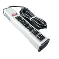 Product Image of 6 Outlet Grey Power Strip, Lighted Switch, Snap-On Mount, 12-1/4" Length (6 ft. Cord)