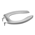Elongated Open Front Less Cover Commercial HD Toilet Seat with Anti-Microbial, SS (Standard White)