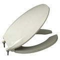 Elongated Open Front Commercial Heavy Duty Toilet Seat with Cover (White)