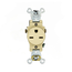 Single Receptacle Outlet,  Smooth Face, 15A, 250V Side Wire,NEMA 6-15R, 2-Pole, 3-Wire, Self-Grounding (Ivory)