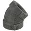 1-1/4" Black Cast Iron Steam 45° Elbow, Class 125