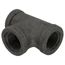 1/2" X 3/8" X 1/2" Black Tee, Class 150